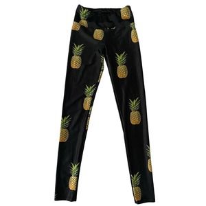 Goldsheep Leggings Black With Pineapples Size Small